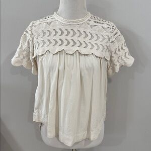SEA anthropologie off white crochet top coastal grandma boho